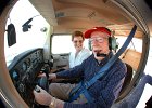 ASPIRING PILOT  Roger Amidon is learning to fly. When he turned 90 in November he signed up for flight lessons at the Spartanburg Downtown Airport. Amidon, right, goes through pre-flight procedures during a flight lesson with instructor Ms. Lee Orr, left, 70, in Spartanburg, SC Thursday evening, 4-21-05. (AP Photo/Spartanburg Herald-Journal/Tim Kimzey)